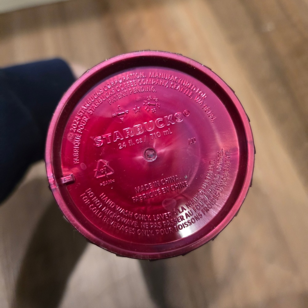 Starbucks Tumbler Red Iridescent Gem Studded Venti 24oz Cold Cup With Straw - Picture 5 of 6
